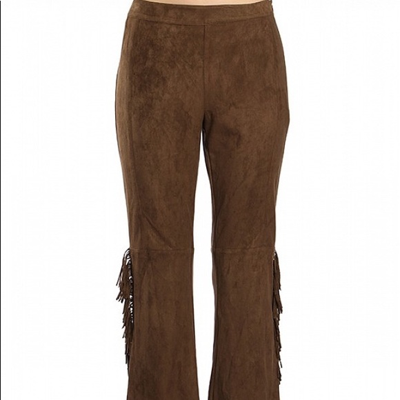 NWT RYU faux suede Hippie boho fringe pant black size Large - Picture 4 of 8